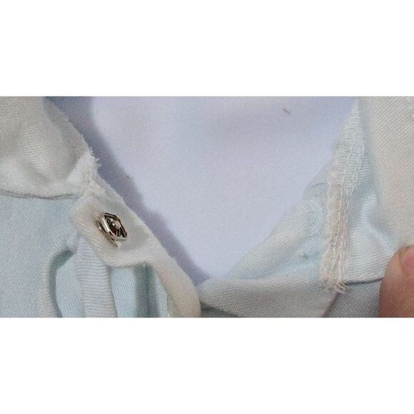 Vintage Light Blue Embroidered Long Sleeve Nightgown With Floral Design And Plea - Picture 6 of 9